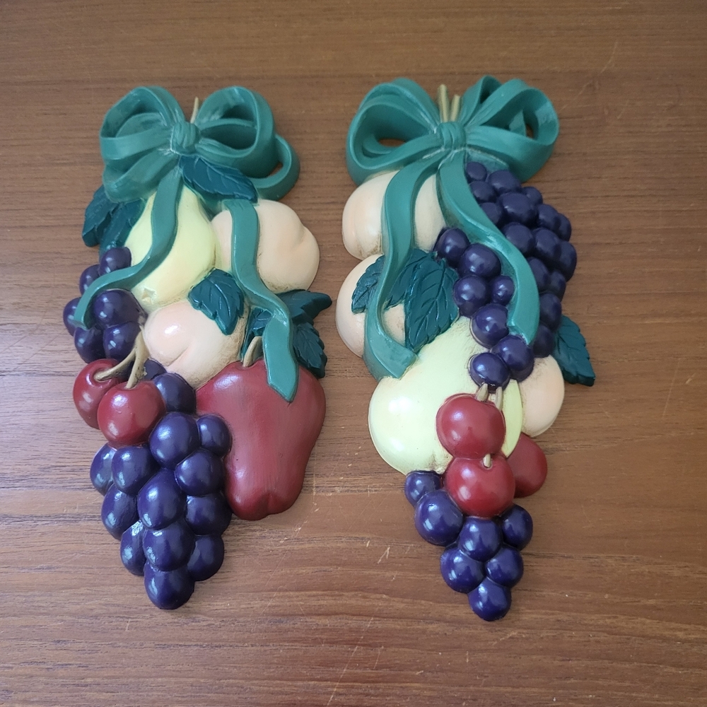 Made In The USA Burnwood Molded Fruit Wall Decor Set Of 2